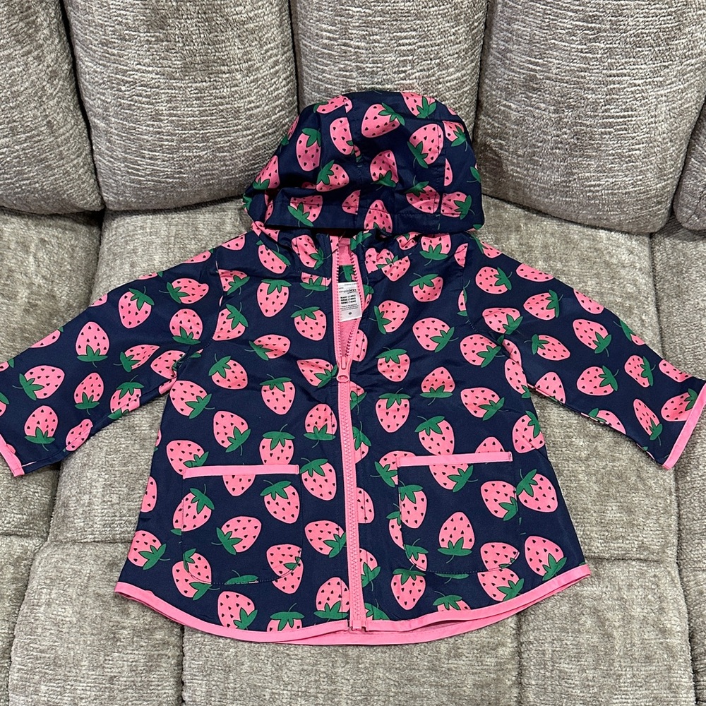 Simple Joys by Carters Girls Strawberry Print Kids Raincoat